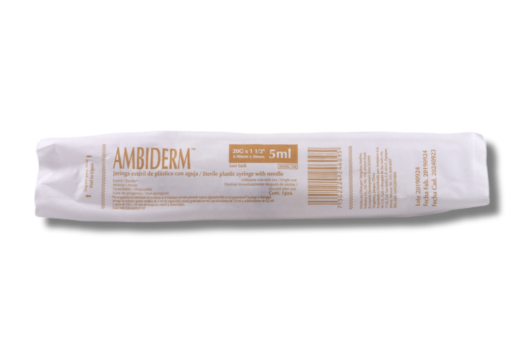 JERINGA 5ML 20GX1 1/4  AMARILLA AMBIDERM
