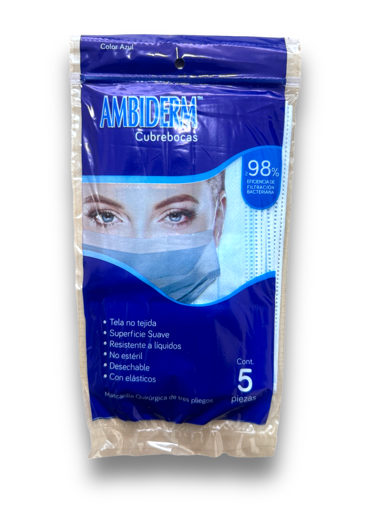 CUBREBOCA C/5 PIEZAS AZUL AMBIDERM