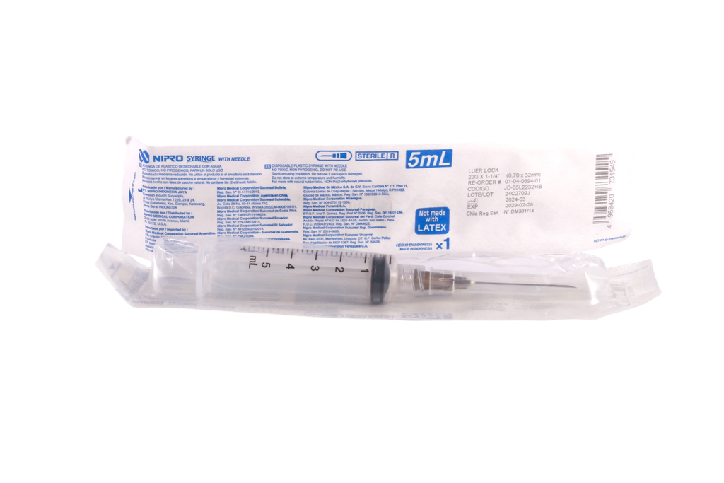 JERINGA 5ML 22GX32MM NIPRO